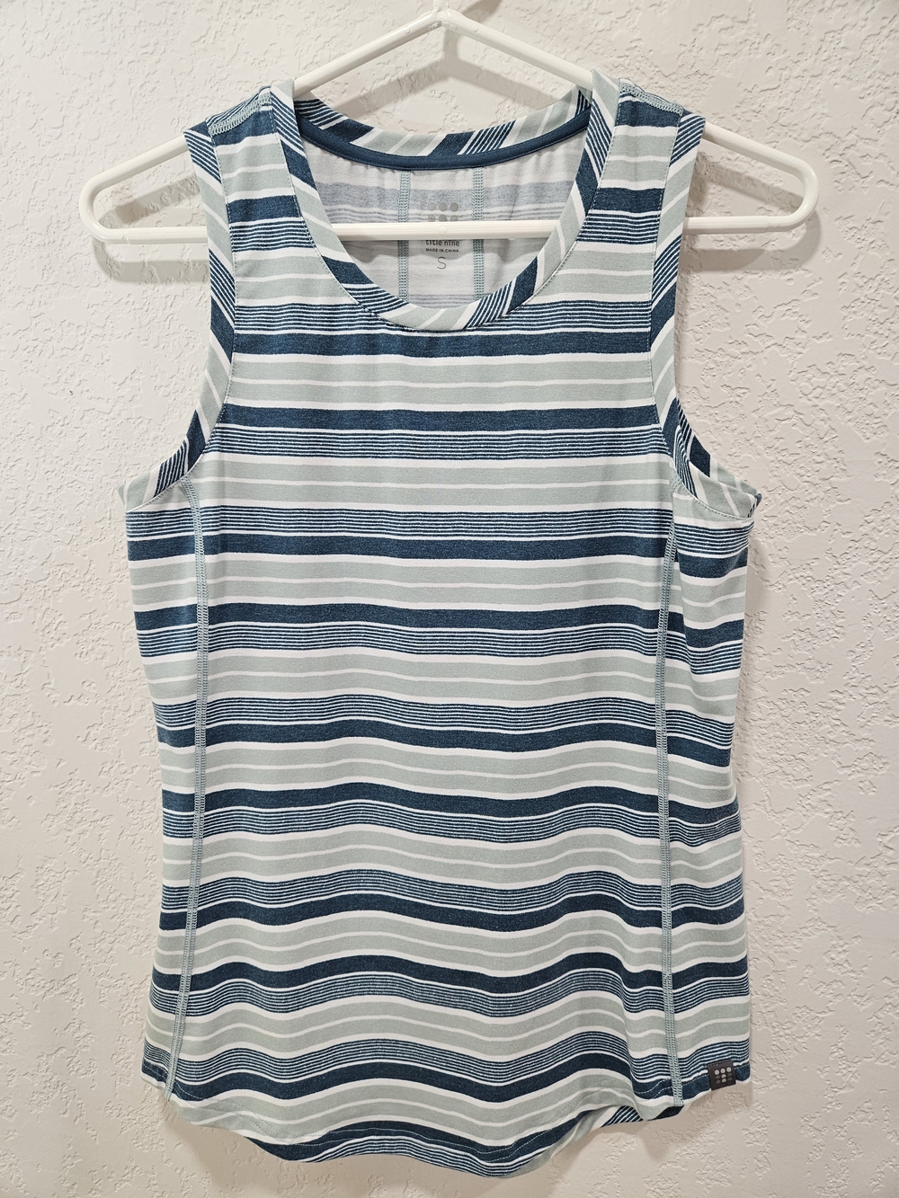 Title Nine Dark And Light Teal & White Striped Tank Top